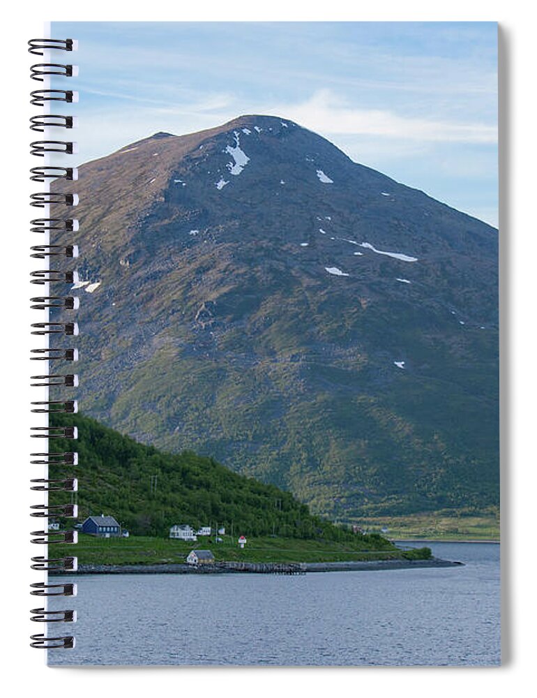 Blue Sky Spiral Notebook featuring the photograph Remote Houses on a Norwegian Fjord by Matthew DeGrushe
