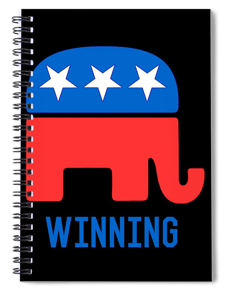 Cool Spiral Notebook featuring the digital art Republican GOP Elephant Winning by Flippin Sweet Gear