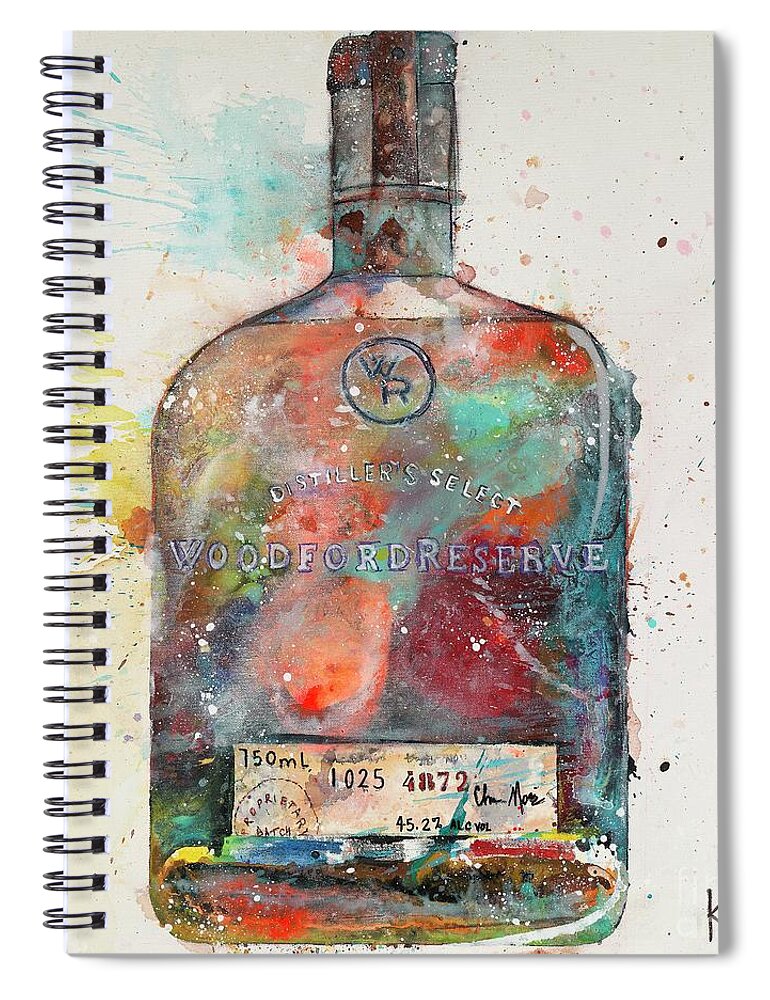 Woodford Reserve Bottle Spiral Notebook featuring the painting Reserved by Kasha Ritter