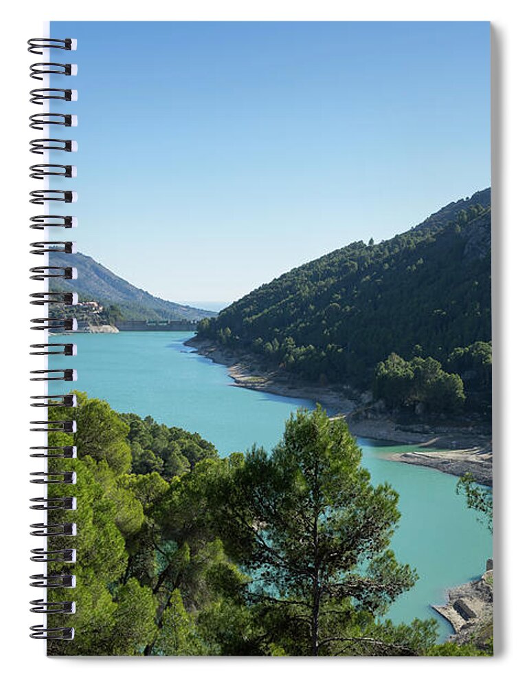 Lake Spiral Notebook featuring the photograph Reservoir and castle of Guadalest by Adriana Mueller