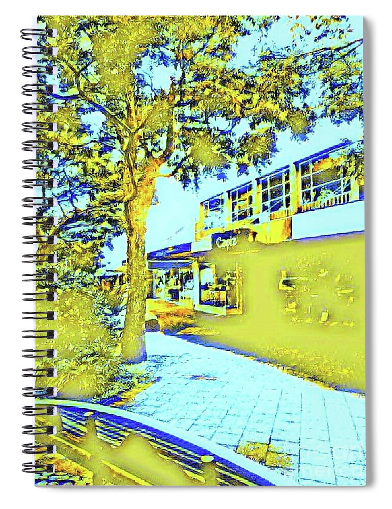 City Spiral Notebook featuring the digital art Rest In The City - Yellow by Tracey Lee Cassin