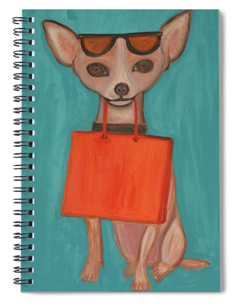 Dogs Spiral Notebook featuring the painting Retail Therapy by Anita Hummel