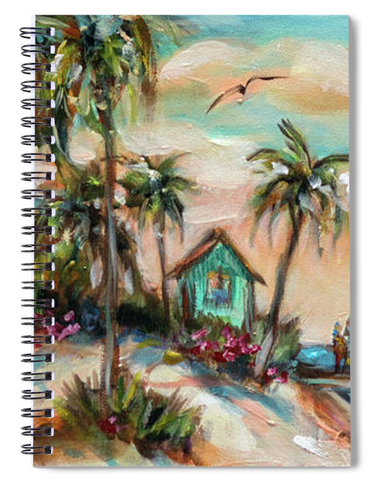 Ocean Spiral Notebook featuring the painting Retirement Day, Sunset by Linda Olsen