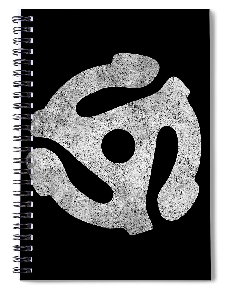 Funny Spiral Notebook featuring the digital art Retro 45 Rpm Record Adapter by Flippin Sweet Gear