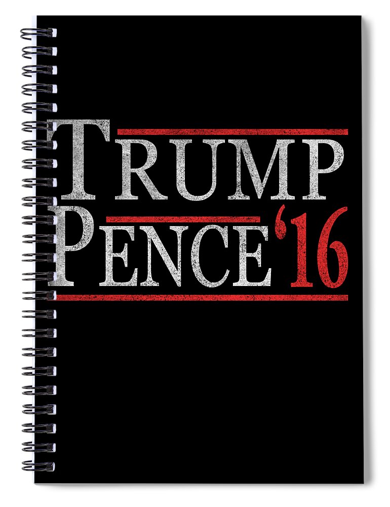 Funny Spiral Notebook featuring the digital art Retro Donald Trump Mike Pence by Flippin Sweet Gear