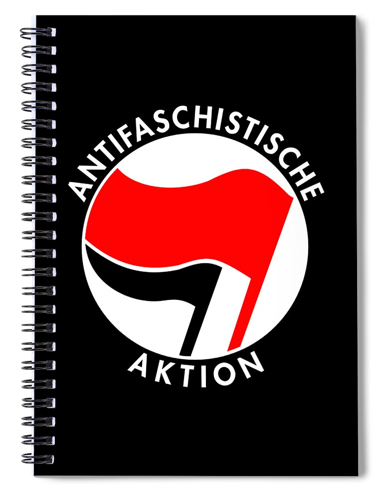Funny Spiral Notebook featuring the digital art Retro Germany Antifaschistische Aktion Anti-Fascist by Flippin Sweet Gear