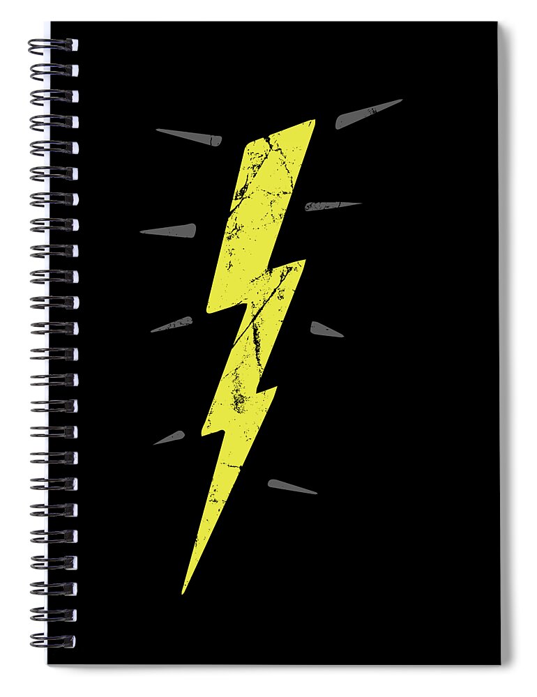 Funny Spiral Notebook featuring the digital art Retro Lightening Bolt by Flippin Sweet Gear