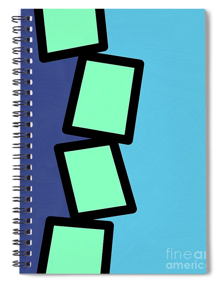 Retro Spiral Notebook featuring the mixed media Retro Mint Green Rectangles 2 by Donna Mibus