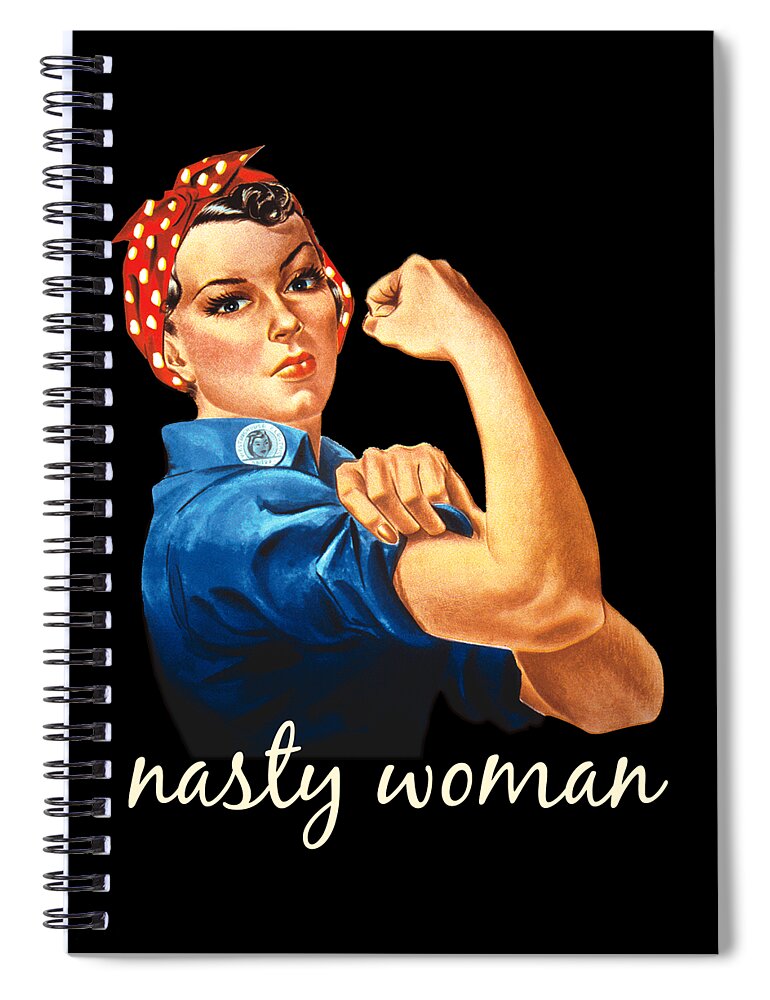 Funny Spiral Notebook featuring the digital art Retro Nasty Woman by Flippin Sweet Gear
