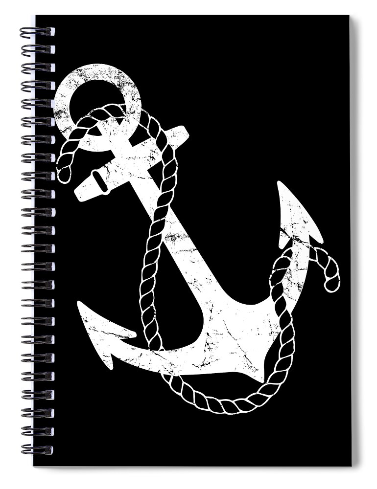 Funny Spiral Notebook featuring the digital art Retro Nautical Anchor by Flippin Sweet Gear