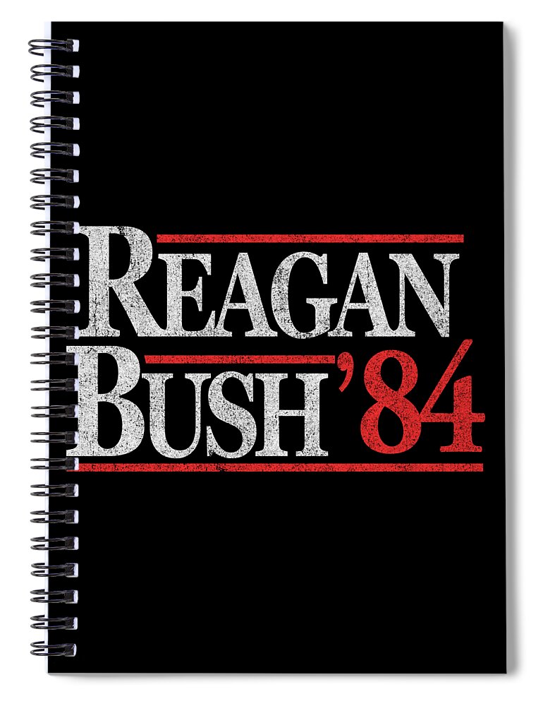 Funny Spiral Notebook featuring the digital art Retro Reagan Bush 1984 by Flippin Sweet Gear