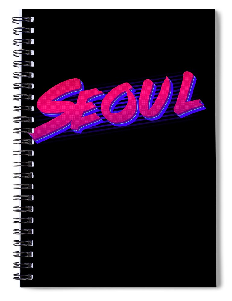 Funny Spiral Notebook featuring the digital art Retro Seoul Korea by Flippin Sweet Gear