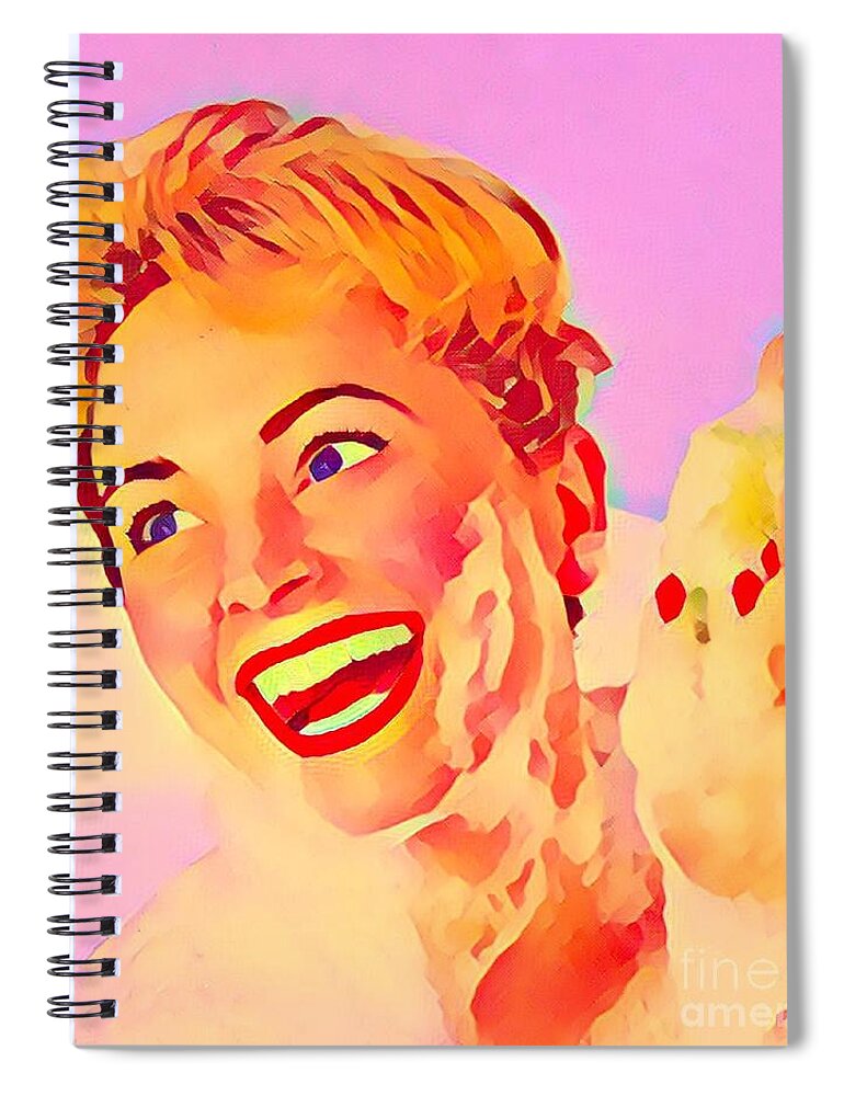 Retro Spiral Notebook featuring the digital art Retro Soap Bubbles by Sally Edelstein
