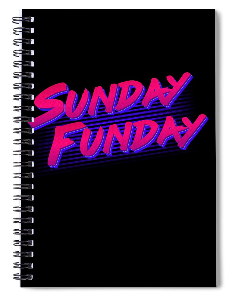 Funny Spiral Notebook featuring the digital art Retro Sunday Funday by Flippin Sweet Gear