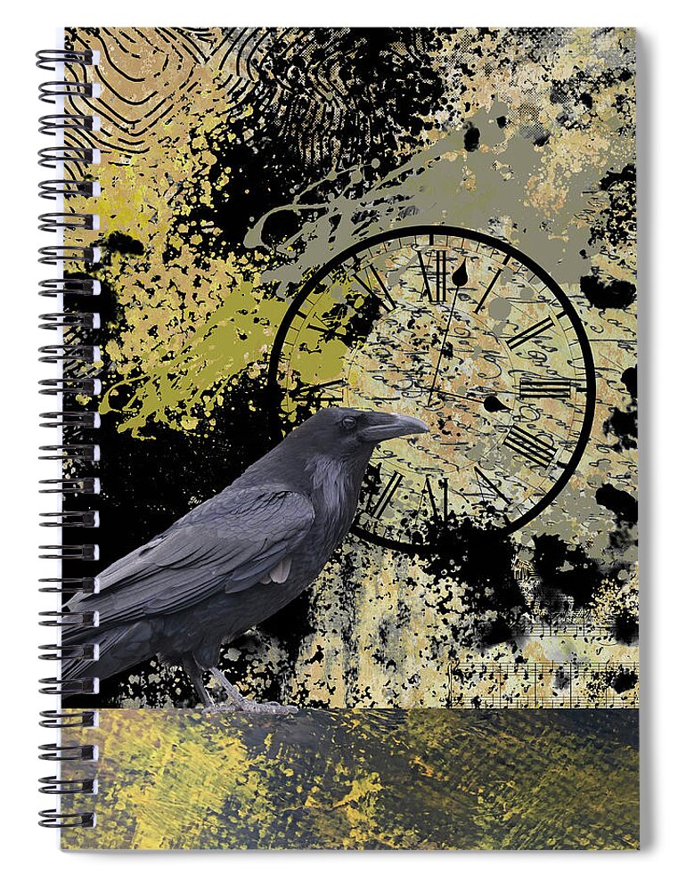Raven Art Spiral Notebook featuring the digital art Rhapsody of Time by Nancy Merkle