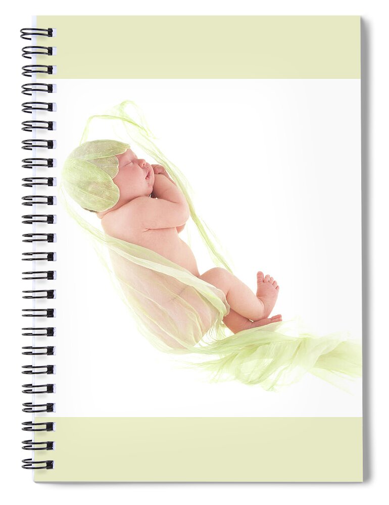 Jonquil Spiral Notebook featuring the photograph Rhia as a Jonquil Bud by Anne Geddes