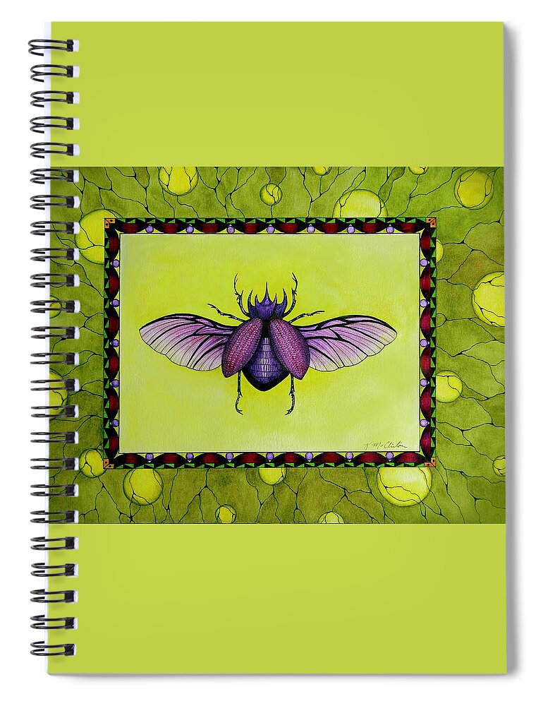 Kim Mcclinton Spiral Notebook featuring the painting Rhino Beetle Wings by Kim McClinton