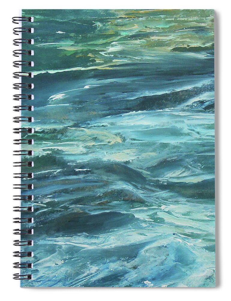 Abstract Spiral Notebook featuring the painting Rhythm Of The Sea by Jane See