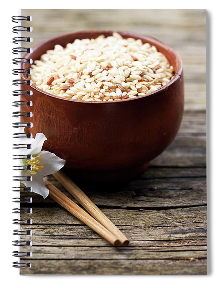 Rice Spiral Notebook featuring the photograph Rice and jasmine flower by Jelena Jovanovic