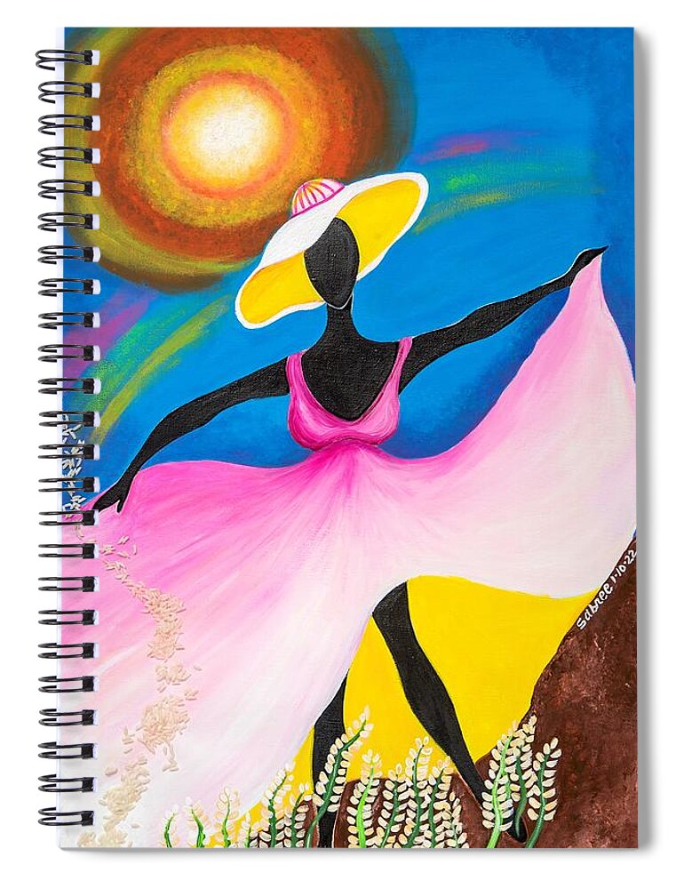 Sabree Spiral Notebook featuring the painting Rice to the Occasion by Patricia Sabreee