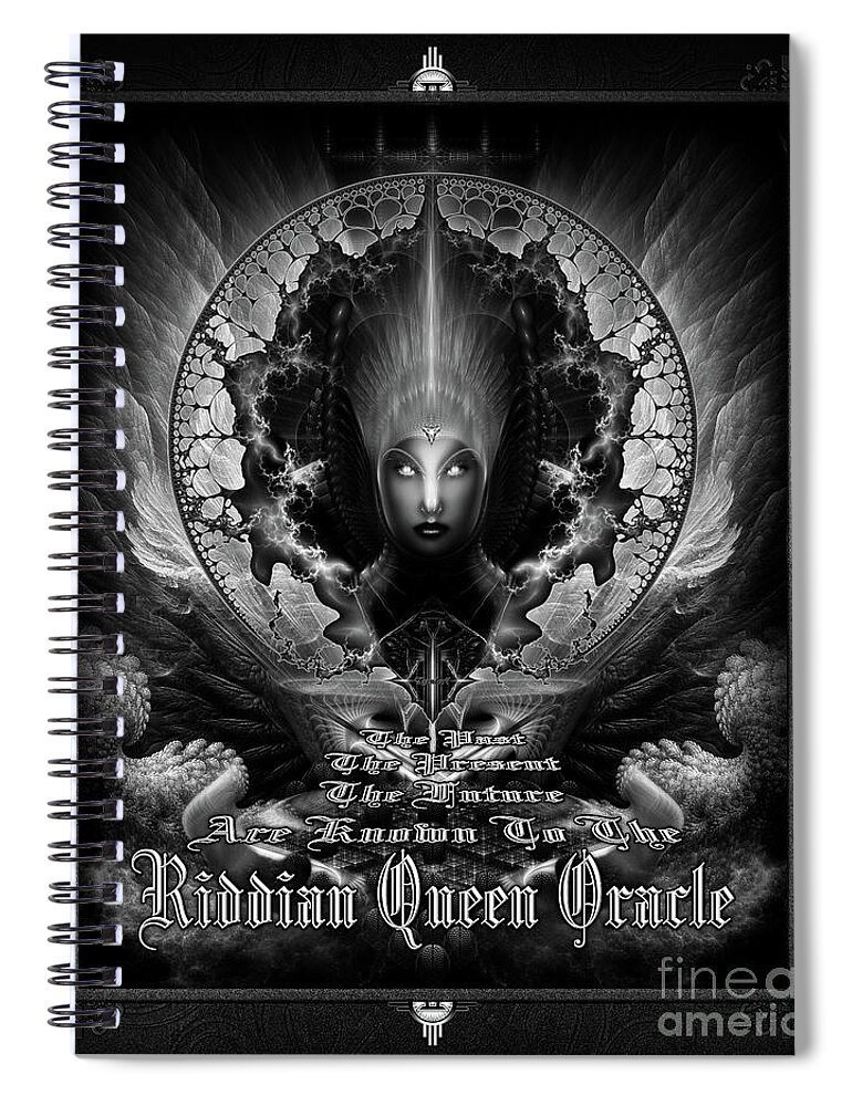 Riddian Queen Spiral Notebook featuring the painting Riddian Queen Oracle GS Fractal Art by Xzendor7 by Rolando Burbon