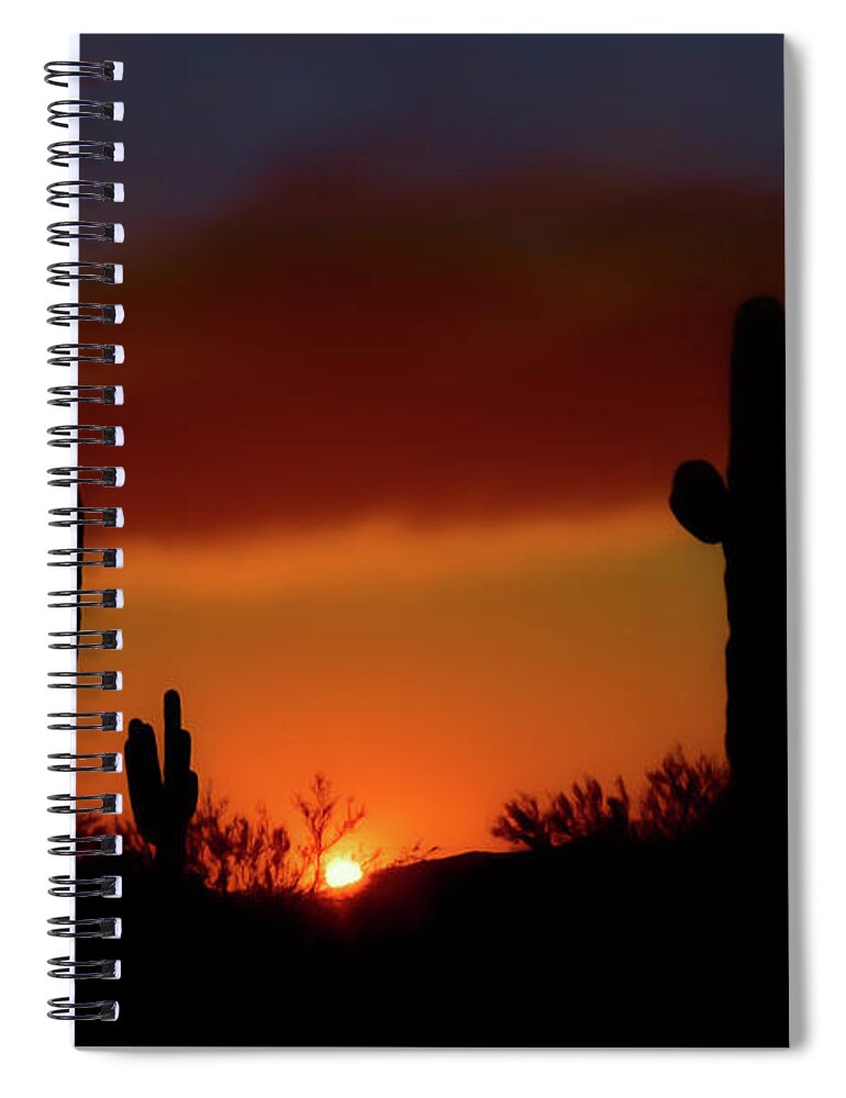 Sunset In The Sonoran Reserve Spiral Notebook featuring the photograph Riders View by Jake Walker