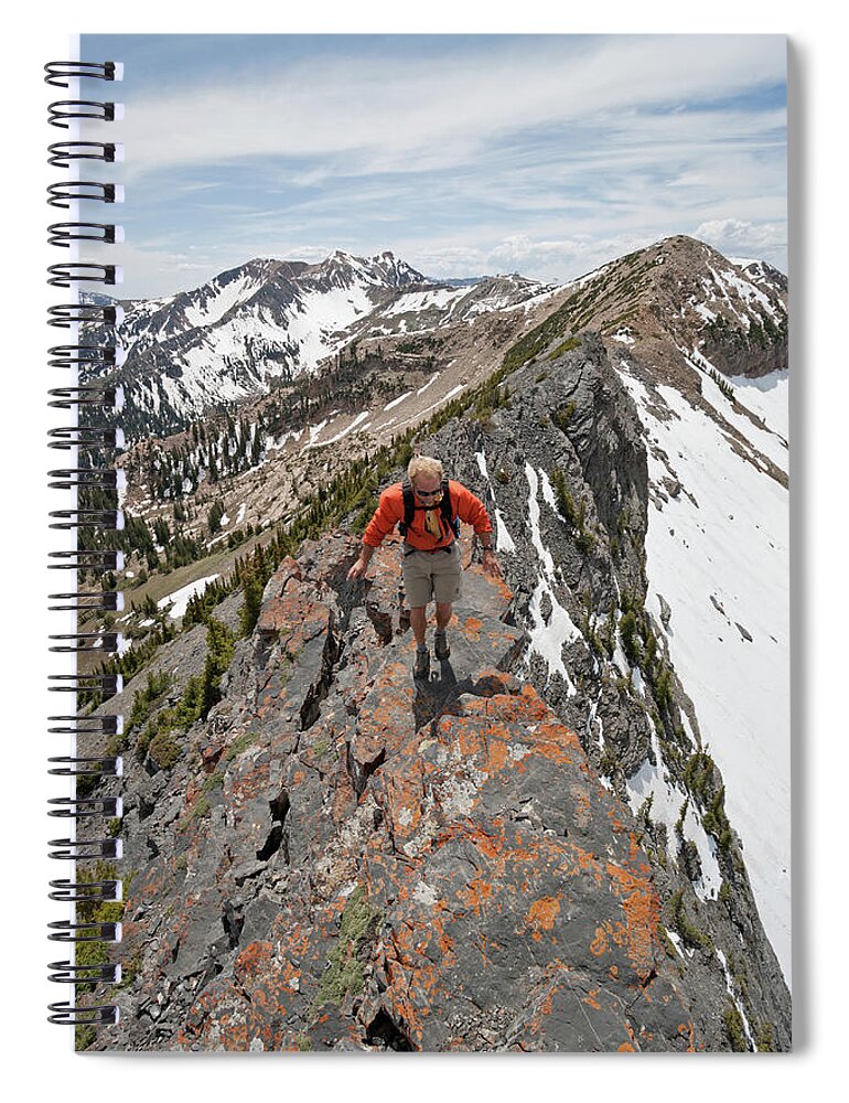 Utah Spiral Notebook featuring the photograph Ridge Hiker - Devils Castle - Alta, Utah by Brett Pelletier