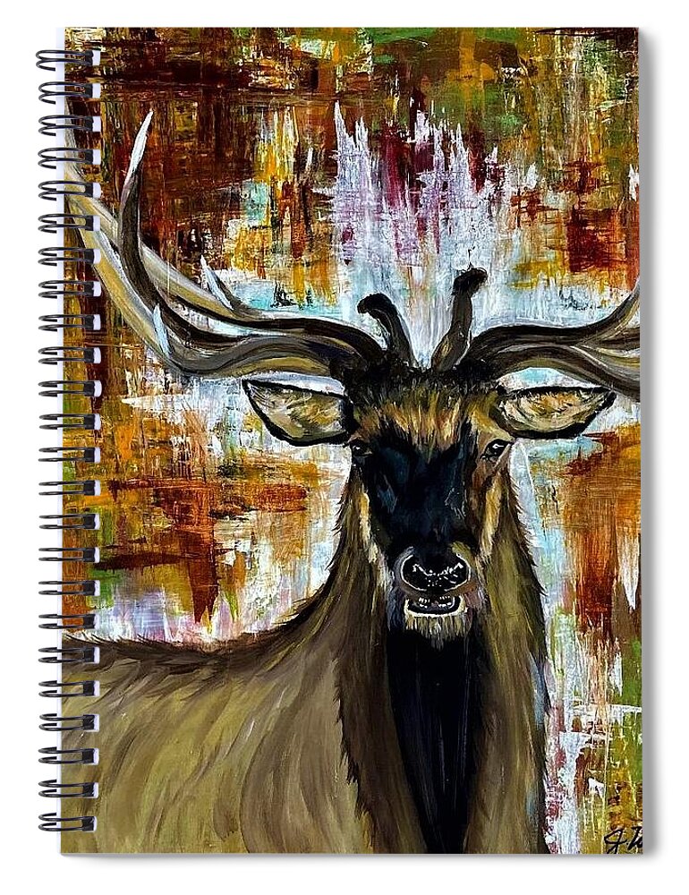 Elk Spiral Notebook featuring the painting Rim Country Elk by Julie Wittwer