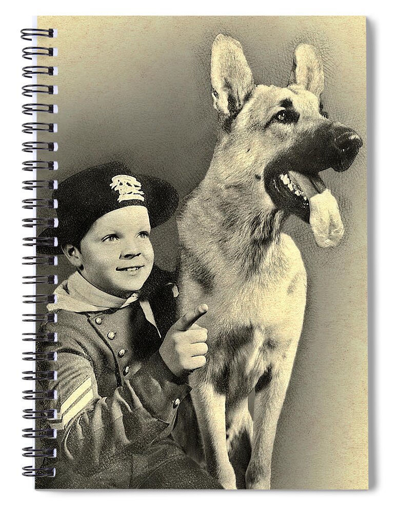 2d Spiral Notebook featuring the digital art Rin Tin Tin - Drawing FX by Brian Wallace