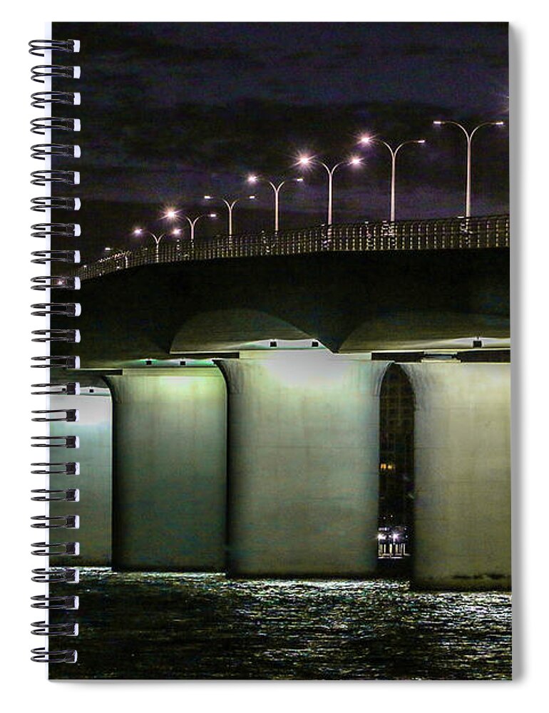 Bridge Spiral Notebook featuring the photograph Ringling Causeway Looking East by Tom Claud