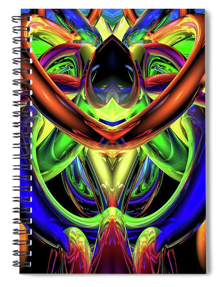 Rings Spiral Notebook featuring the digital art Rings of Illumination #2 by Phil Perkins