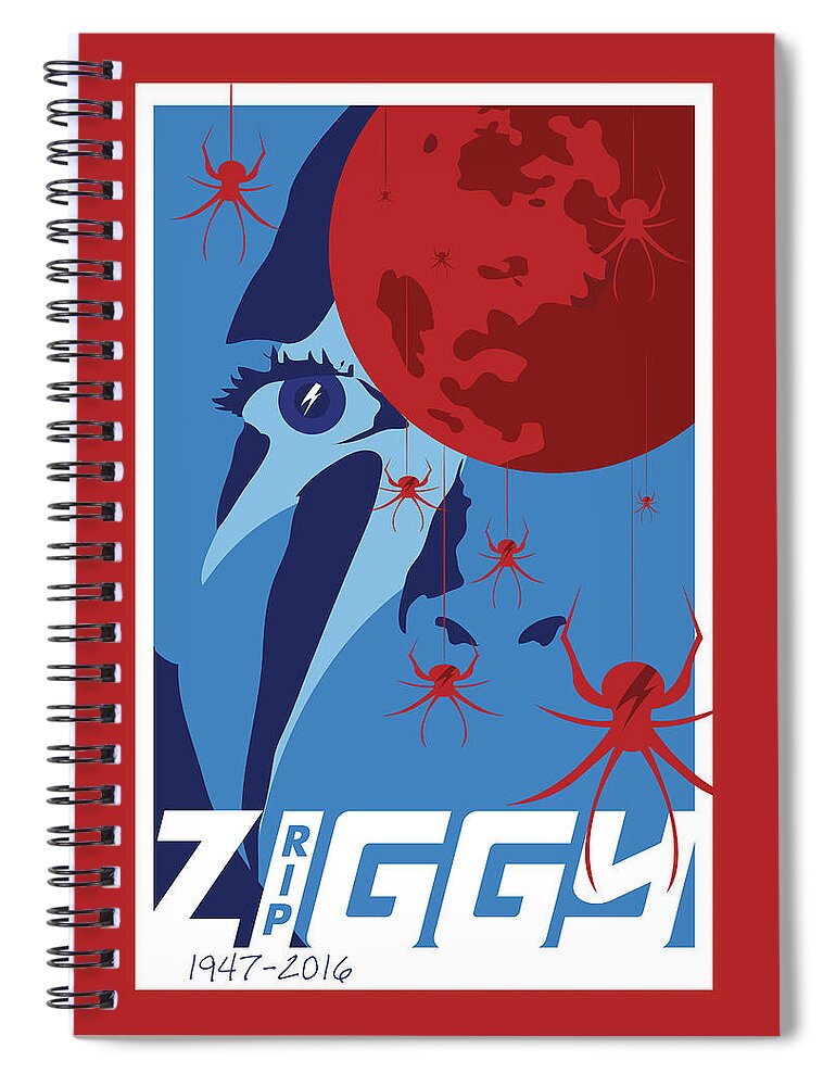 Bowie Spiral Notebook featuring the digital art RIP Ziggy by Steve Follman