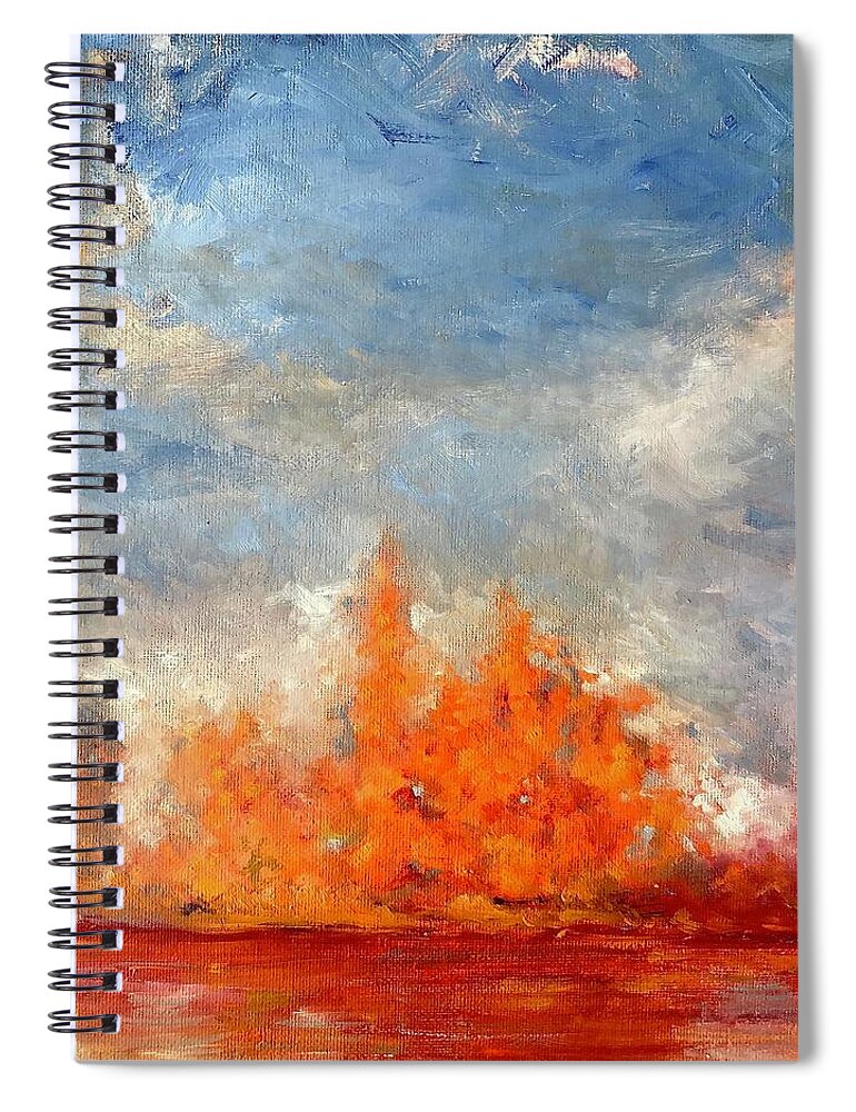 Waterside Spiral Notebook featuring the painting Riparian Orange by Roger Clarke