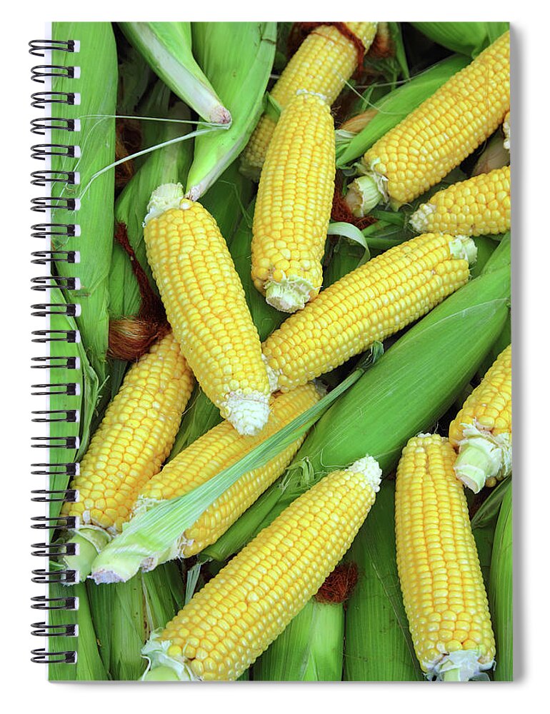 Corn Spiral Notebook featuring the photograph Ripe Corn - Food Background by Mikhail Kokhanchikov