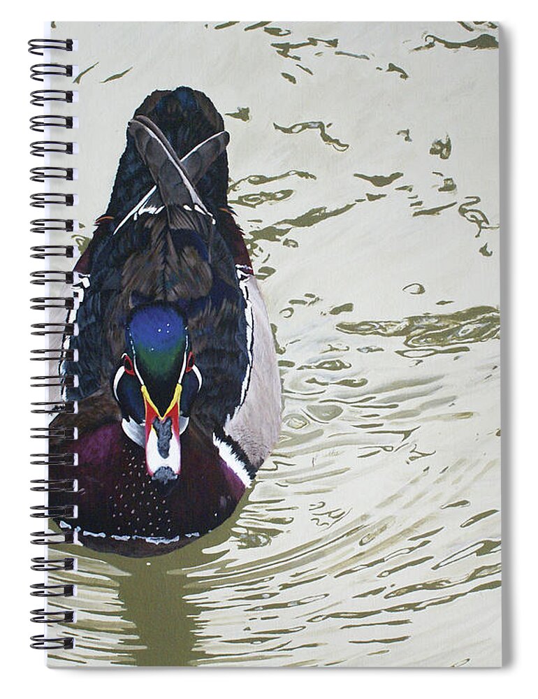 Woodduck Spiral Notebook featuring the painting Ripples by Heather E Harman