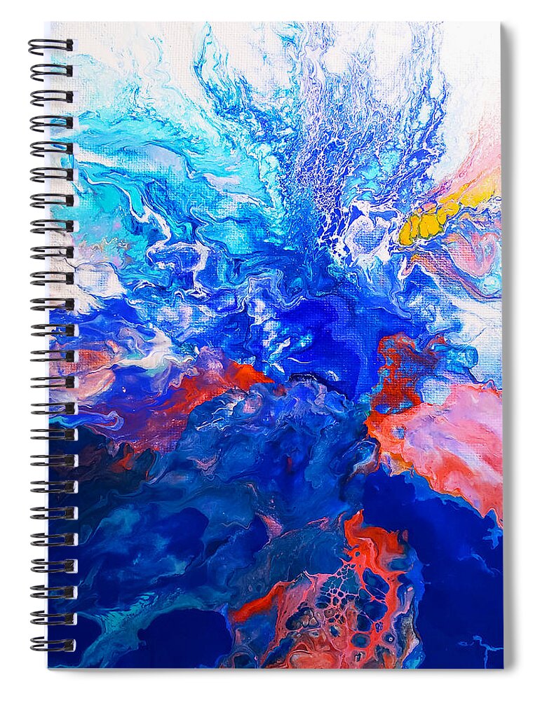 Abstract Spiral Notebook featuring the painting Rising Sea by Christine Bolden