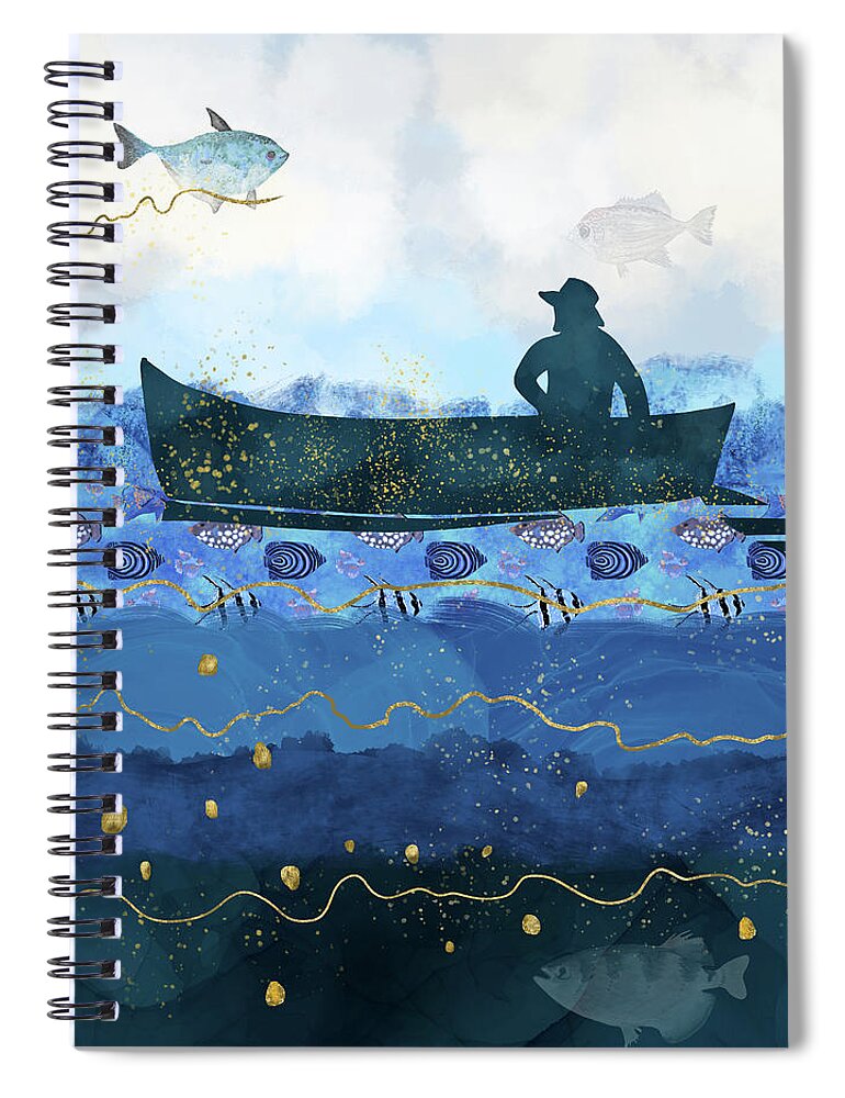 Global Warming Spiral Notebook featuring the digital art Rising Water Levels by Andreea Dumez