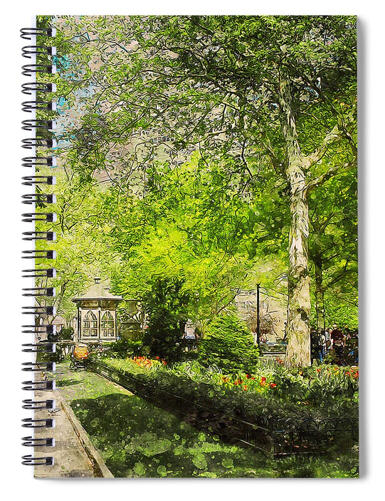 Philadelphia Spiral Notebook featuring the painting Rittenhouse Square, Philadelphia - 02 by AM FineArtPrints