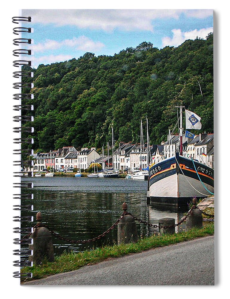 Waterfront Spiral Notebook featuring the photograph River by the road by Jim Feldman