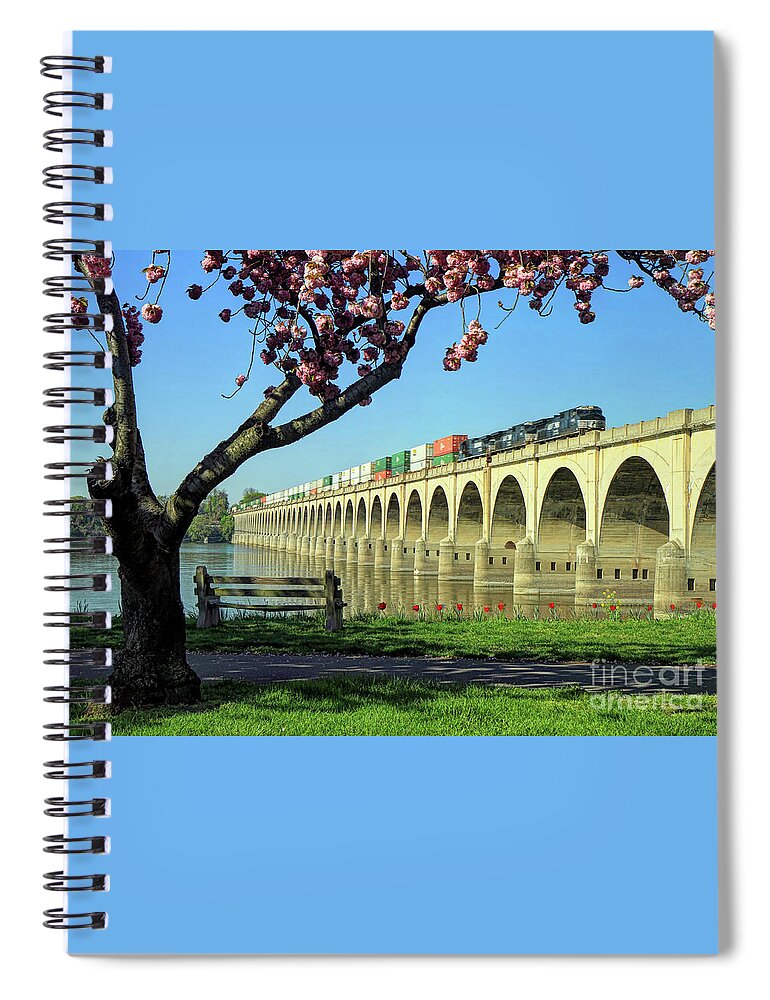 Train Spiral Notebook featuring the photograph River Crossing by Geoff Crego