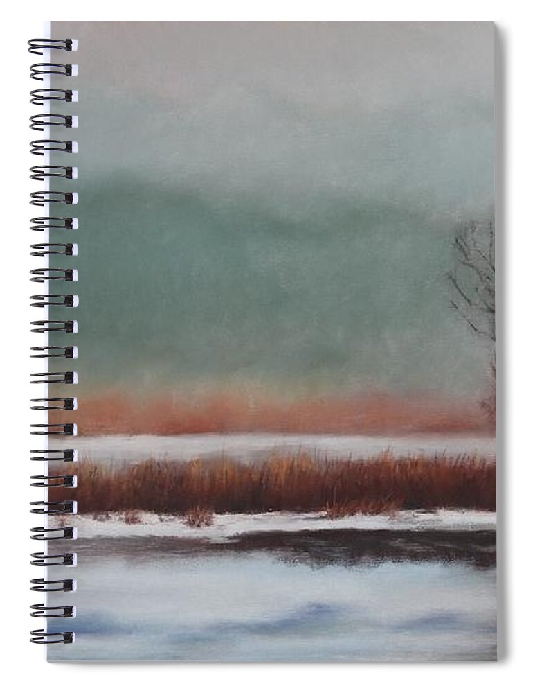 River Spiral Notebook featuring the pastel River Fog by Carol Corliss