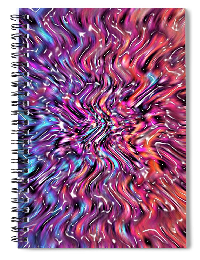 Abstract Spiral Notebook featuring the digital art Rivers Rainbow Ripples - Abstract by Ronald Mills