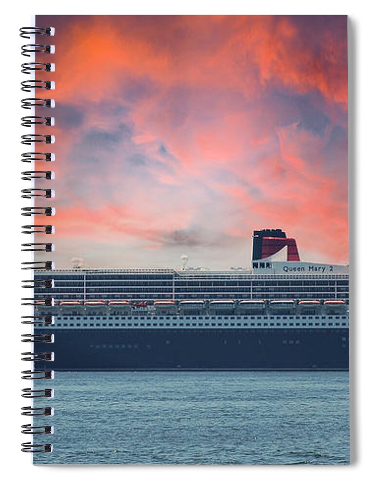 Rms Queen Mary 2 Spiral Notebook featuring the photograph RMS Queen Mary 2 - Charleston South Carolina by Dale Powell