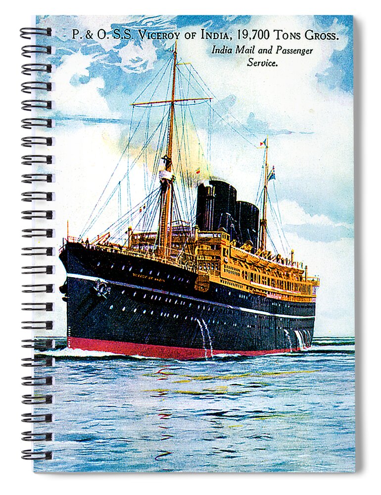 Vicero Spiral Notebook featuring the painting RMS Viceroy of India Cruise Ship 1928 by Unknown