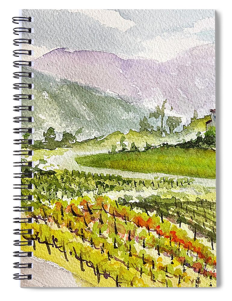 Vineyard Spiral Notebook featuring the painting Road down from the Villa at GBV by Roxy Rich