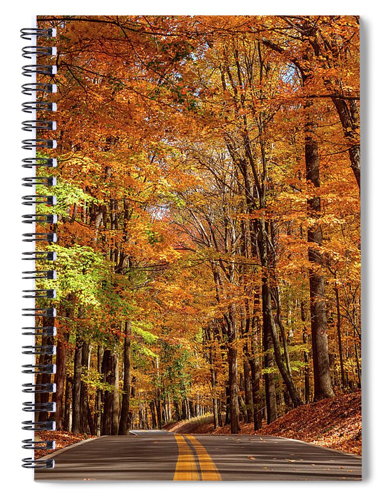 Coopers Rock State Park Spiral Notebook featuring the photograph Road leading to Coopers Rock state park overlook in WV by Steven Heap