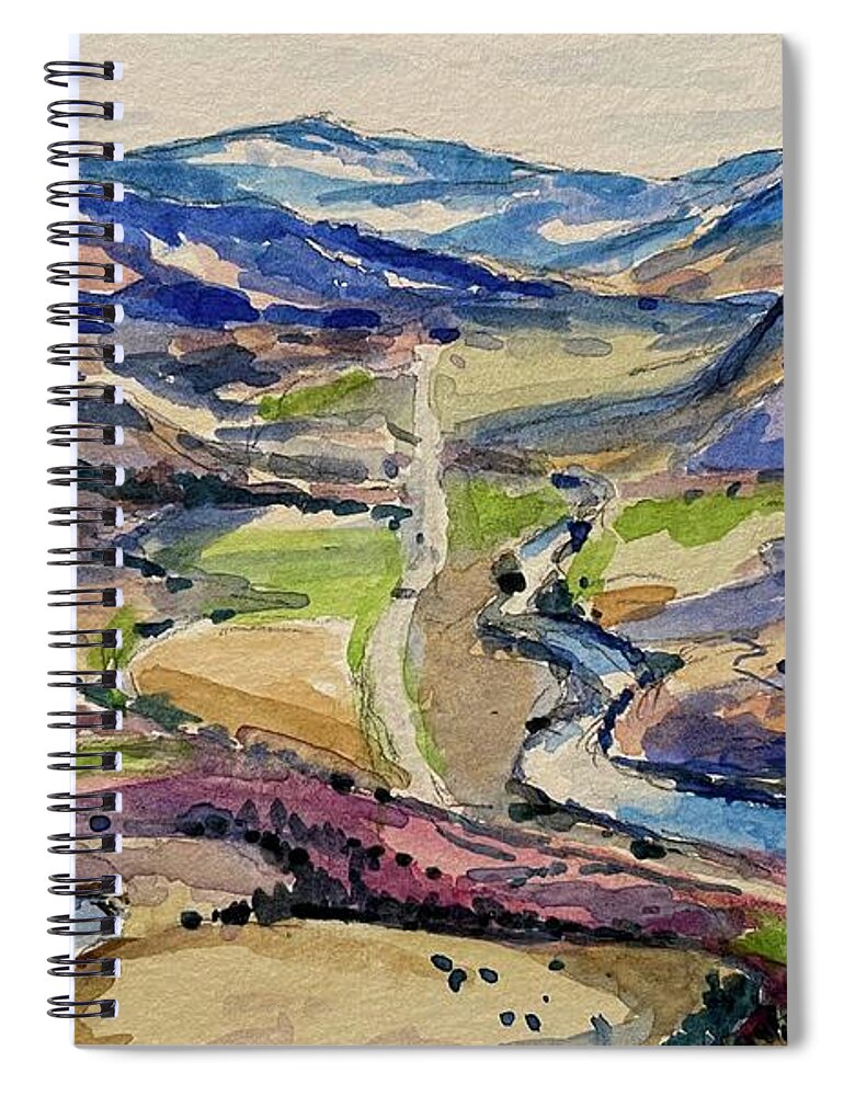 Yellowstone Spiral Notebook featuring the painting Road to Gardiner by Les Herman