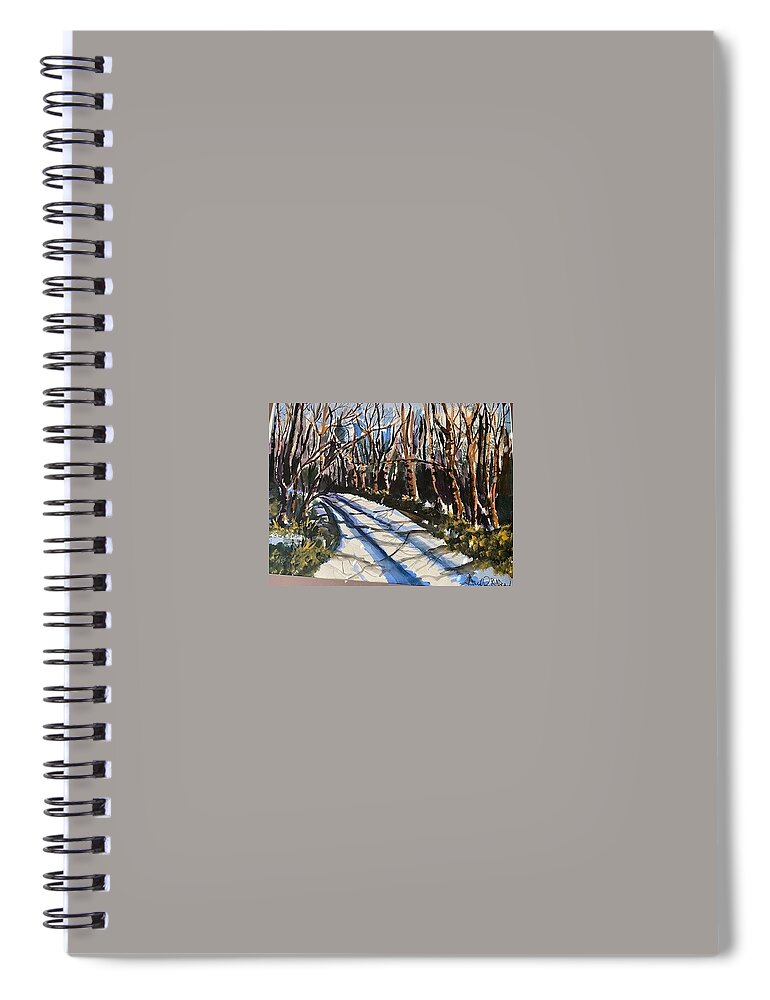  Spiral Notebook featuring the painting Roadless Traveled by Angie ONeal