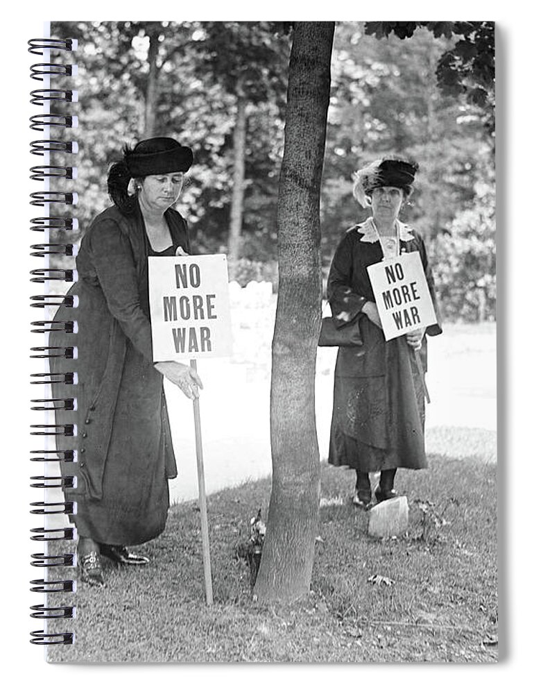 Roadside Picketers With Signs No More War Spiral Notebook featuring the photograph Roadside Picketers with Signs No More War, USA, circa 1922 by Harris and Ewing