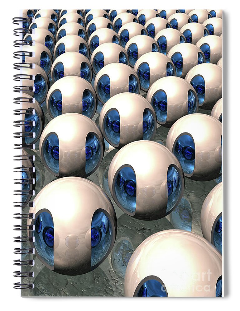 Robots Spiral Notebook featuring the digital art Robots by Phil Perkins